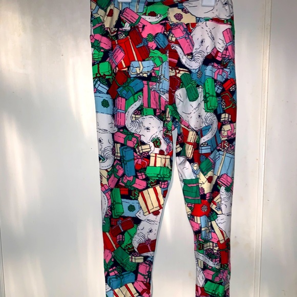 LuLaRoe OS White Elephant Holiday Leggings-Hard To Find (Unicorn) - Picture 2 of 3